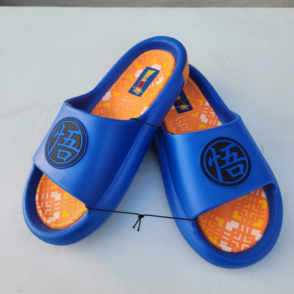 NEW DragonBall Z Dragon Ball Z Men’s Size 7 Slippers Sandals Slides Blue Orange